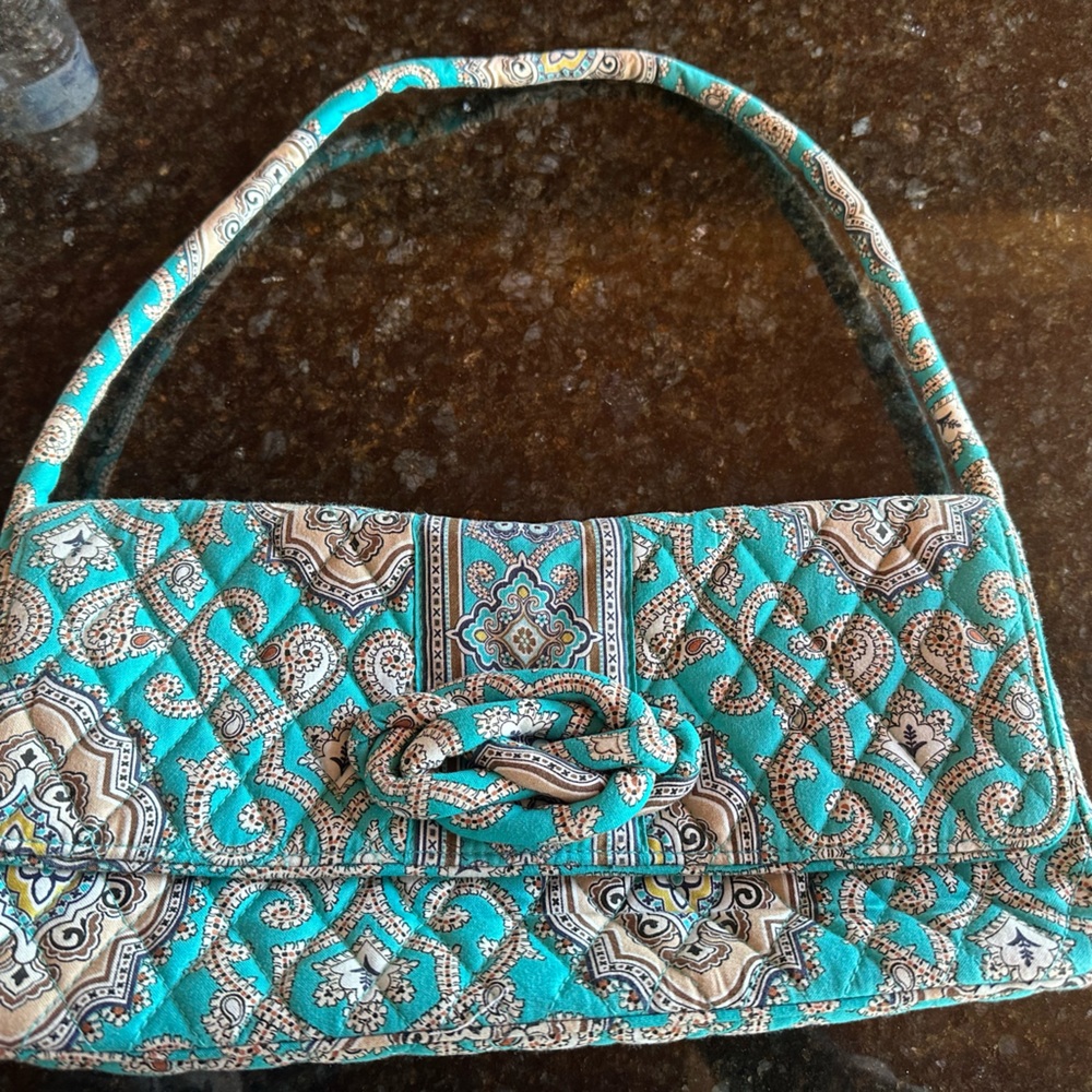 Vera Bradley Teal and Brown Patterned Shoulder Bag